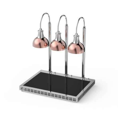 Three-Head Rose Gold Buffet Heat Lamp Station - Buffet Heat Lamp