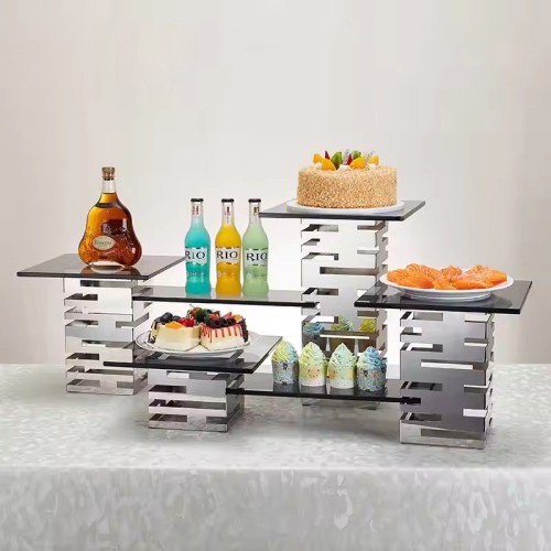 Stainless Steel Glass Display Stand | Multi-Tier Buffet Rack