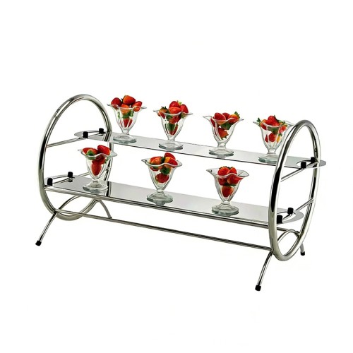 2-Tier Cocktail Glass Stand | Stainless Steel Display Rack