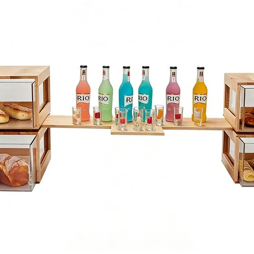 Modular Wooden Display Shelf | Bread & Beverage Stand