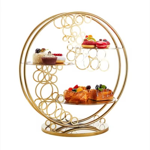 Luxury Golden Round Cake Stand | 3-Tier Dessert Display for Wedding & Party
