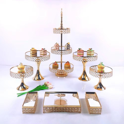 Multi-Tier Gold Crystal Display Stand | Wedding Dessert Table Set