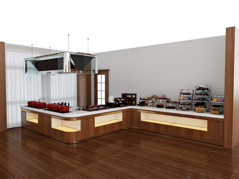 Commercial buffet stove in hotel setting