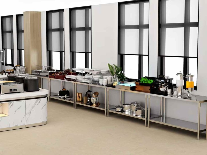 All-you-can-eat restaurant staff using buffet stove