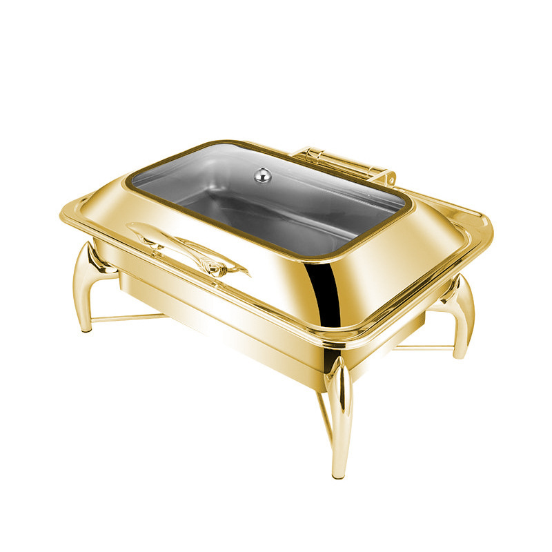 Alcohol Heated Gold-Plated Stainless Steel Buffet Chafing Dish