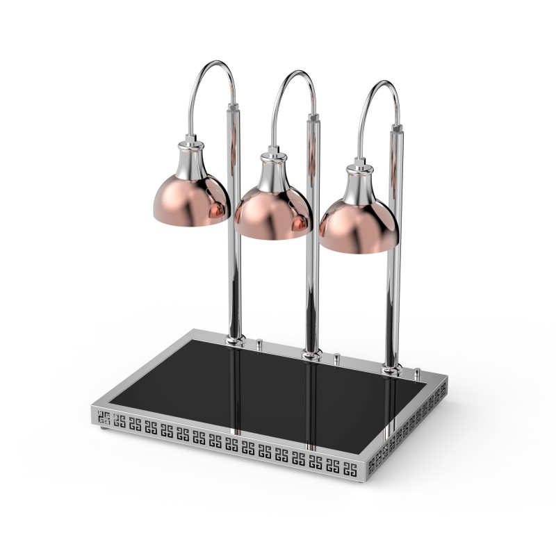 Three-Head Rose Gold Buffet Heat Lamp Station 主图