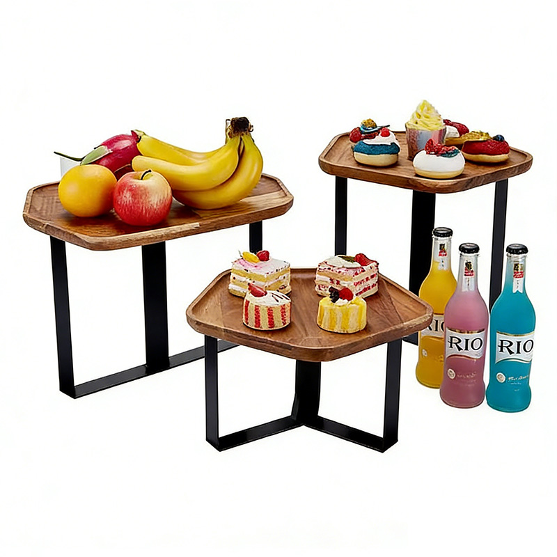 Wooden Buffet Risers | 3-Tier Food Display Stands 主图