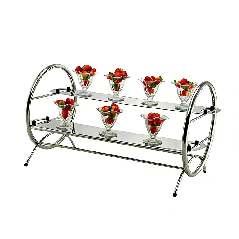 2-Tier Cocktail Glass Stand | Stainless Steel Display Rack 主图