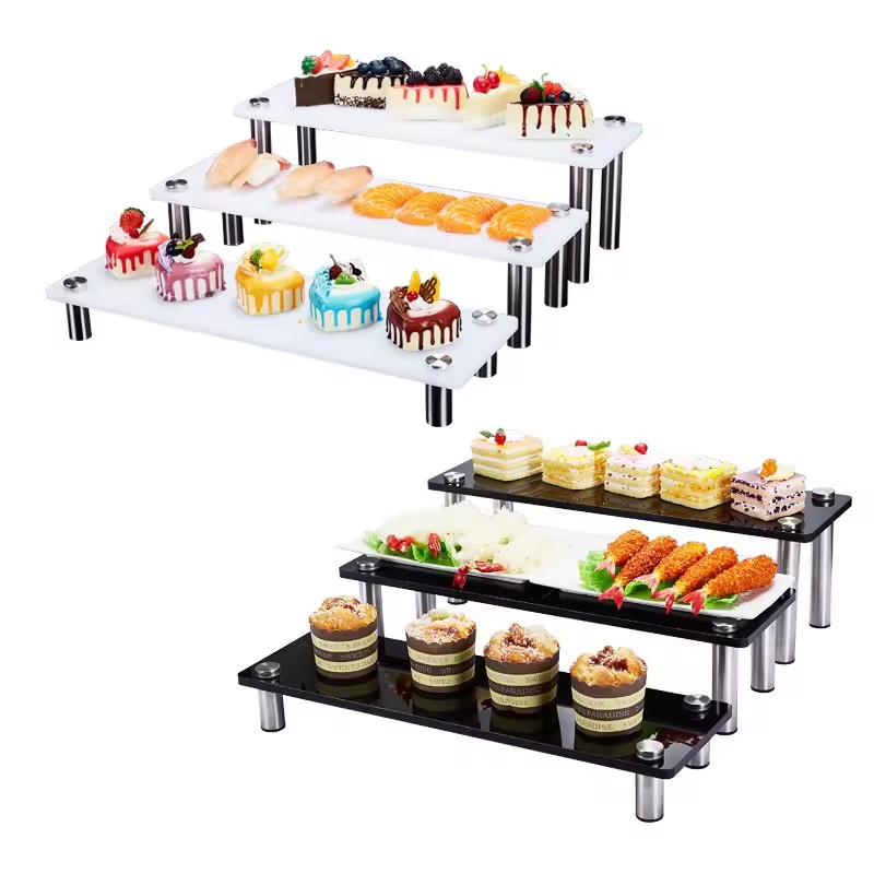 3-Tier Acrylic Buffet Riser | Dessert & Sushi Display Stand 主图