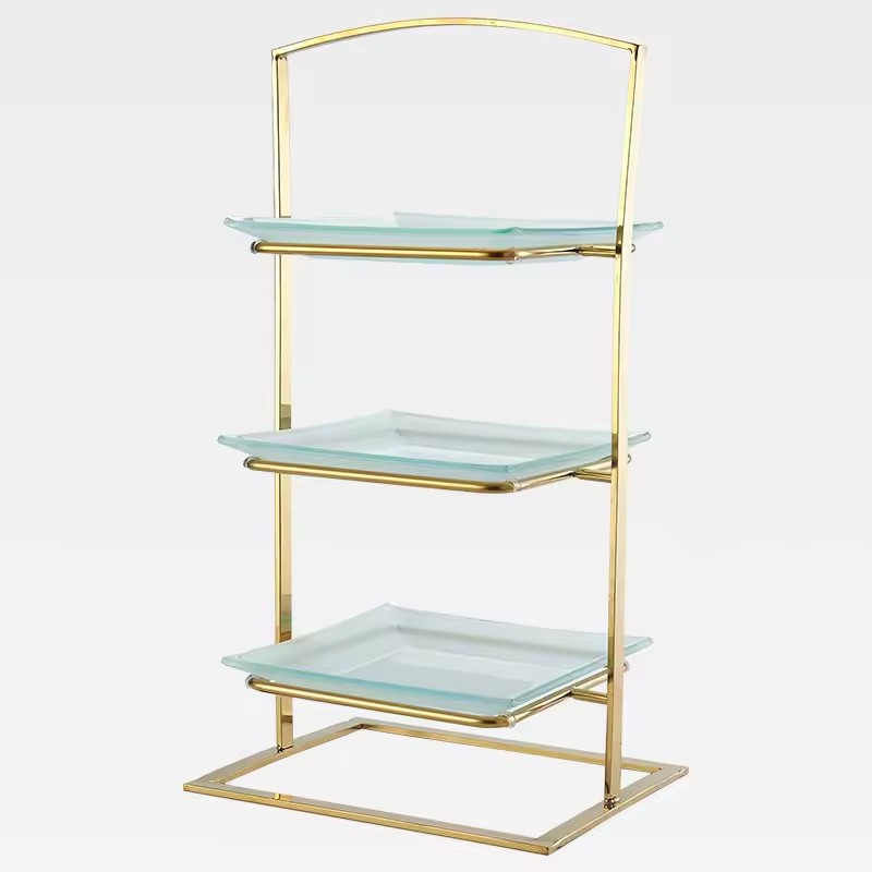 3-Tier Gold Glass Dessert Stand | Afternoon Tea Display 主图