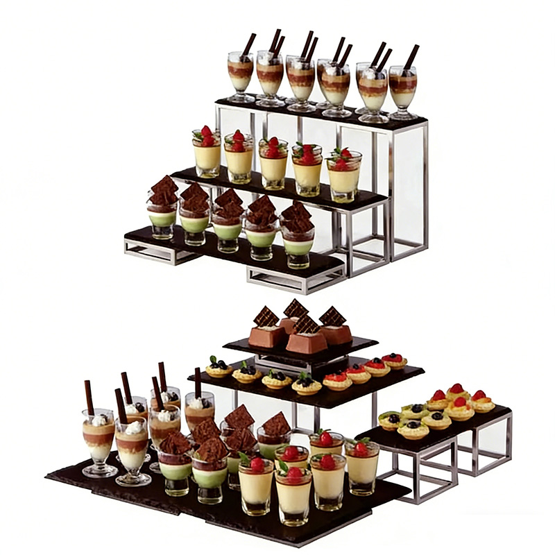 Multi-Tier Stainless Steel Dessert Display Stand | Modular Food Riser for Catering & Hotel 主图