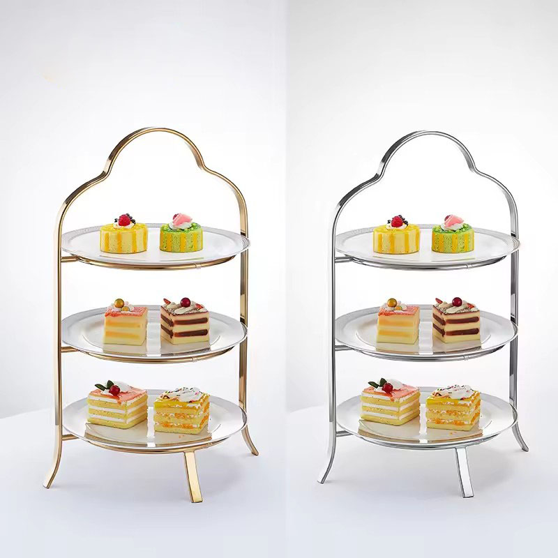3-Tier Stainless Steel Dessert Stand | Gold & Silver Cake Stand