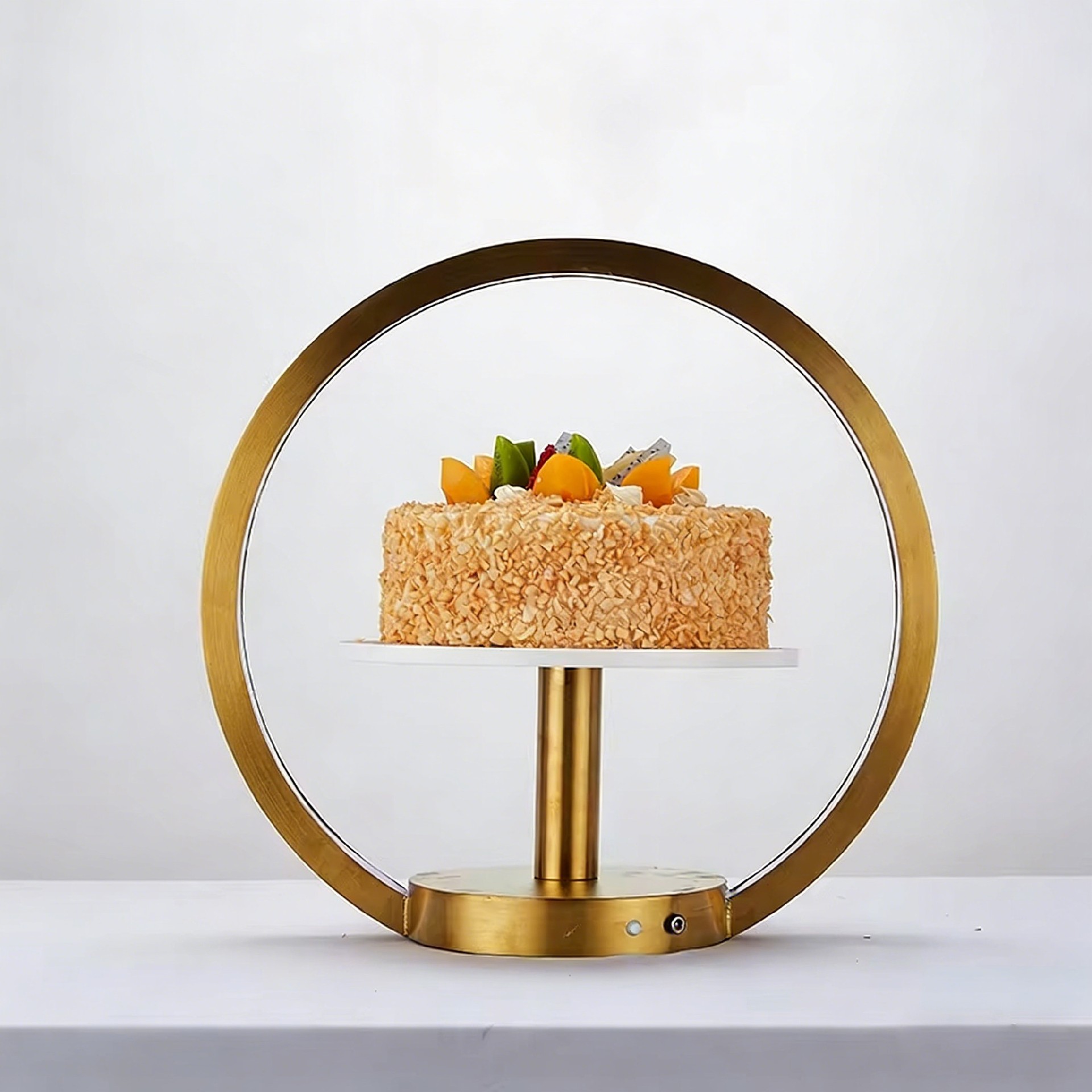 Gold LED Ring Cake Stand | Luxury Lighted Dessert Display
